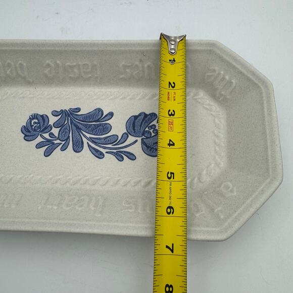 Pfaltzgraff A Joyous Heart Tray Blue Floral Stoneware 13x6 Vintage USA - Picture 8 of 9